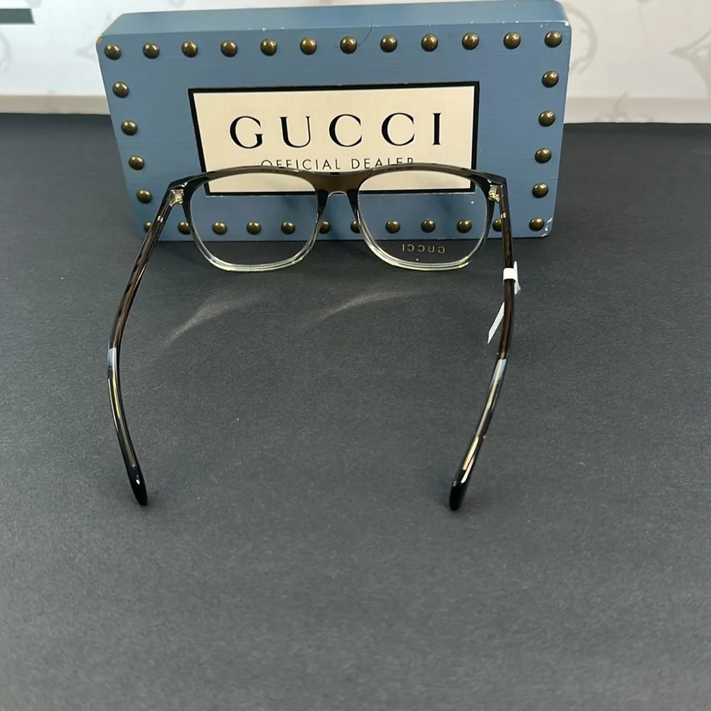 Gucci GG0554O 004 Grey/Clear Rectangular Men's Eyeglasses